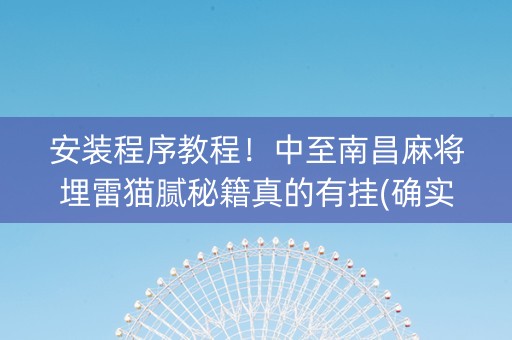 安装程序教程！中至南昌麻将埋雷猫腻秘籍真的有挂(确实真有挂)