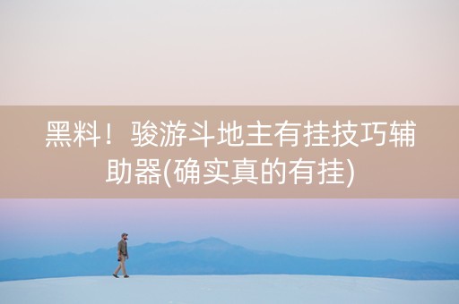 黑料！骏游斗地主有挂技巧辅助器(确实真的有挂)