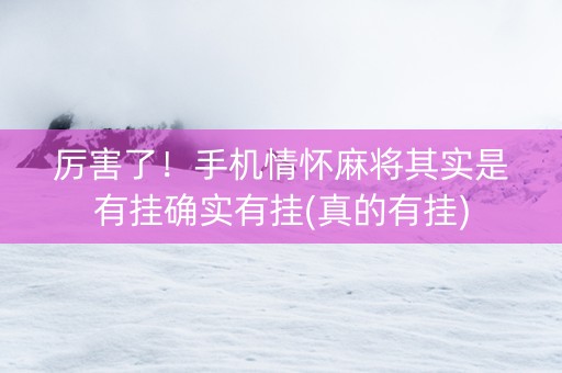 厉害了！手机情怀麻将其实是有挂确实有挂(真的有挂)