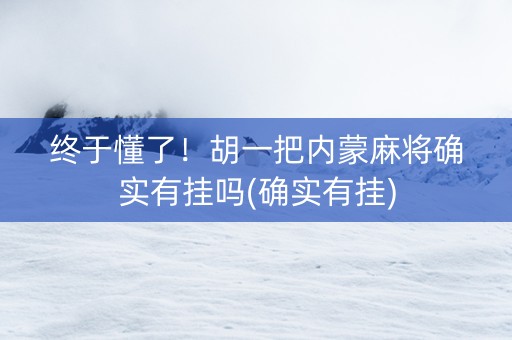终于懂了！胡一把内蒙麻将确实有挂吗(确实有挂)