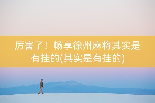 厉害了！畅享徐州麻将其实是有挂的(其实是有挂的)