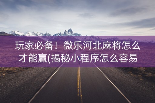 玩家必备！微乐河北麻将怎么才能赢(揭秘小程序怎么容易赢)