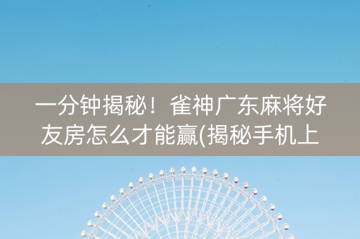一分钟揭秘！雀神广东麻将好友房怎么才能赢(揭秘手机上胡牌神器)