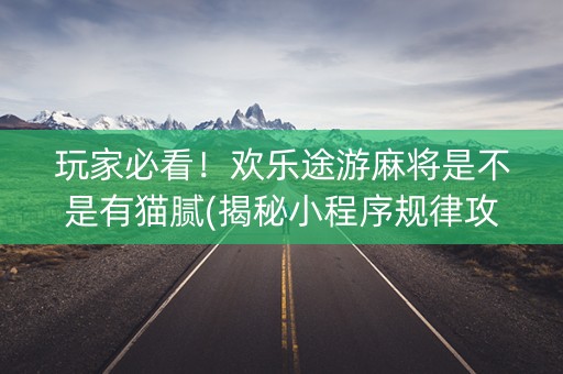 玩家必看！欢乐途游麻将是不是有猫腻(揭秘小程序规律攻略)