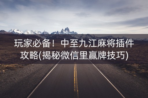 玩家必备！中至九江麻将插件攻略(揭秘微信里赢牌技巧)
