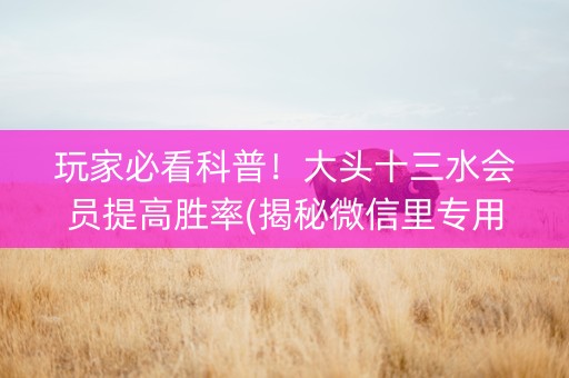 玩家必看科普！大头十三水会员提高胜率(揭秘微信里专用神器)