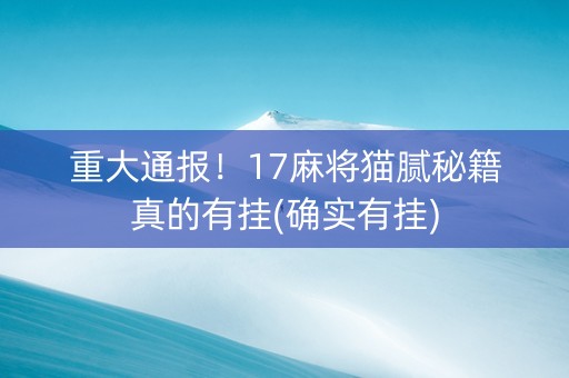 重大通报！17麻将猫腻秘籍真的有挂(确实有挂)
