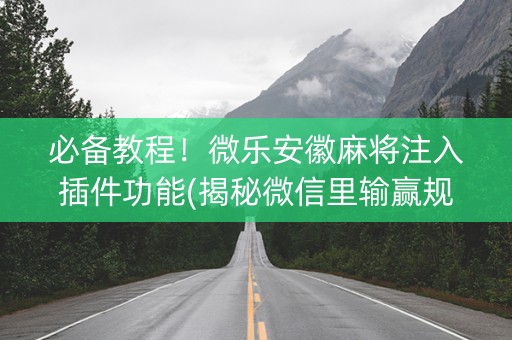 必备教程！微乐安徽麻将注入插件功能(揭秘微信里输赢规律)
