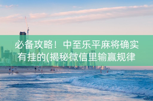 必备攻略！中至乐平麻将确实有挂的(揭秘微信里输赢规律)