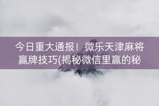 今日重大通报！微乐天津麻将赢牌技巧(揭秘微信里赢的秘诀)