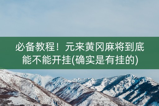 必备教程！元来黄冈麻将到底能不能开挂(确实是有挂的)