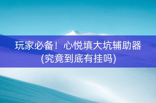 玩家必备！心悦填大坑辅助器(究竟到底有挂吗)