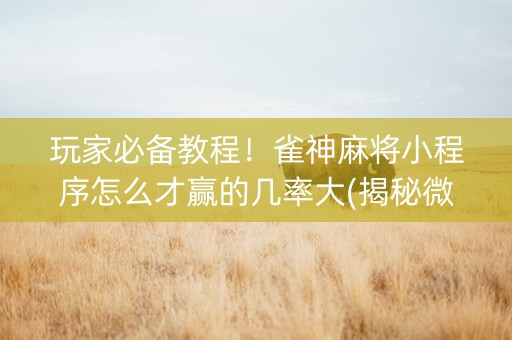 玩家必备教程！雀神麻将小程序怎么才赢的几率大(揭秘微信里胡牌神器)