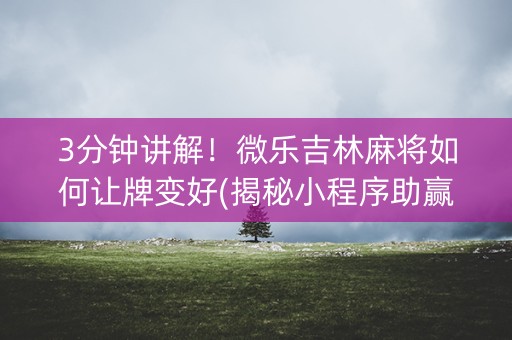 3分钟讲解！微乐吉林麻将如何让牌变好(揭秘小程序助赢神器购买)