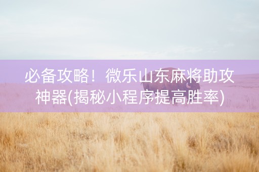 必备攻略！微乐山东麻将助攻神器(揭秘小程序提高胜率)