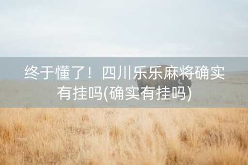 终于懂了！四川乐乐麻将确实有挂吗(确实有挂吗)