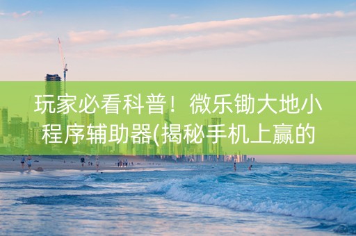 玩家必看科普！微乐锄大地小程序辅助器(揭秘手机上赢的秘诀)