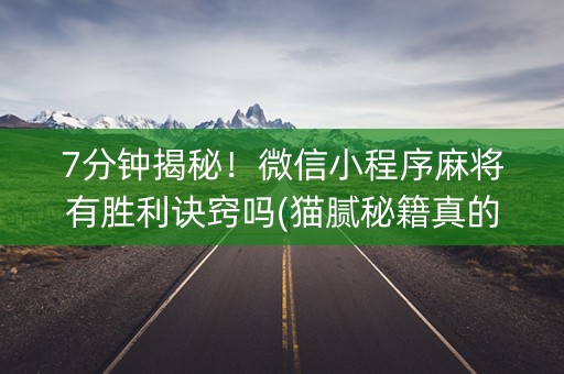7分钟揭秘！微信小程序麻将有胜利诀窍吗(猫腻秘籍真的有挂)