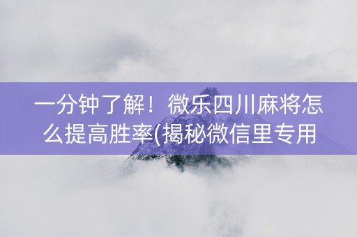 一分钟了解！微乐四川麻将怎么提高胜率(揭秘微信里专用神器)