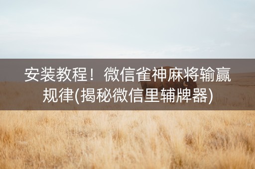 安装教程！微信雀神麻将输赢规律(揭秘微信里辅牌器)