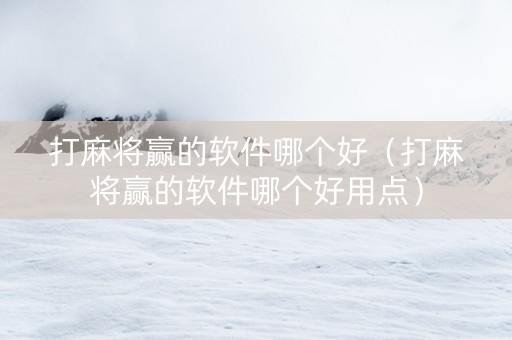 打麻将赢的软件哪个好（打麻将赢的软件哪个好用点）