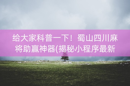 给大家科普一下！蜀山四川麻将助赢神器(揭秘小程序最新神器下载)