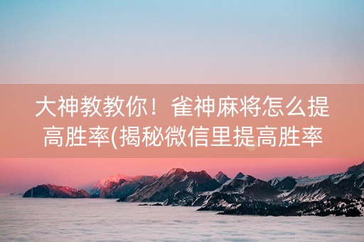 大神教教你！雀神麻将怎么提高胜率(揭秘微信里提高胜率)