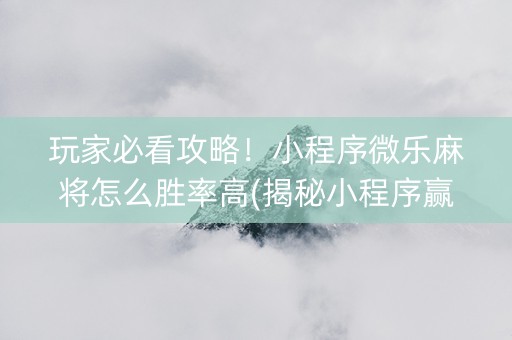 玩家必看攻略！小程序微乐麻将怎么胜率高(揭秘小程序赢的诀窍)