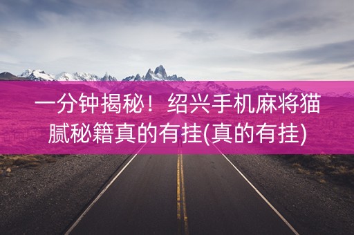 一分钟揭秘！绍兴手机麻将猫腻秘籍真的有挂(真的有挂)