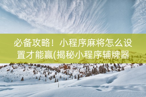 必备攻略！小程序麻将怎么设置才能赢(揭秘小程序辅牌器)