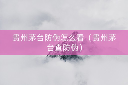贵州茅台防伪怎么看（贵州茅台查防伪）