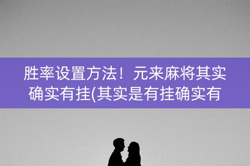 胜率设置方法！元来麻将其实确实有挂(其实是有挂确实有挂)