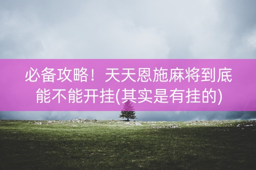 必备攻略！天天恩施麻将到底能不能开挂(其实是有挂的)