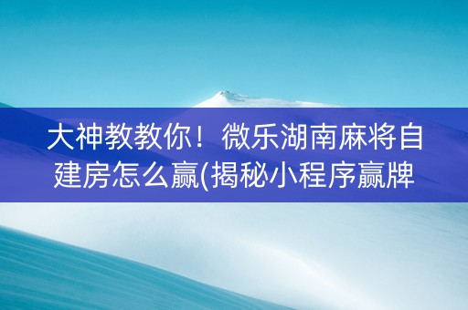 大神教教你！微乐湖南麻将自建房怎么赢(揭秘小程序赢牌技巧)
