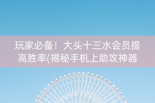 玩家必备！大头十三水会员提高胜率(揭秘手机上助攻神器)