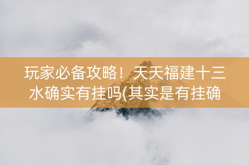 玩家必备攻略！天天福建十三水确实有挂吗(其实是有挂确实有挂)
