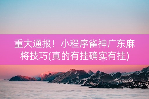 重大通报！小程序雀神广东麻将技巧(真的有挂确实有挂)