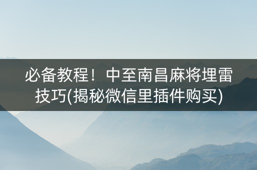 必备教程！中至南昌麻将埋雷技巧(揭秘微信里插件购买)