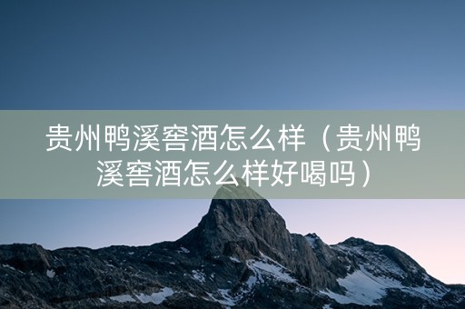 贵州鸭溪窖酒怎么样（贵州鸭溪窖酒怎么样好喝吗）