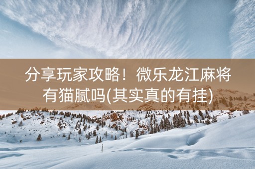 分享玩家攻略！微乐龙江麻将有猫腻吗(其实真的有挂)