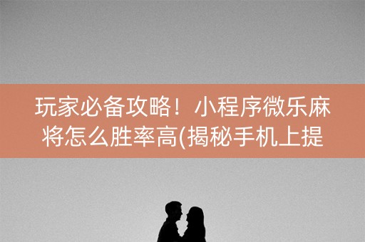 玩家必备攻略！小程序微乐麻将怎么胜率高(揭秘手机上提高胜率)