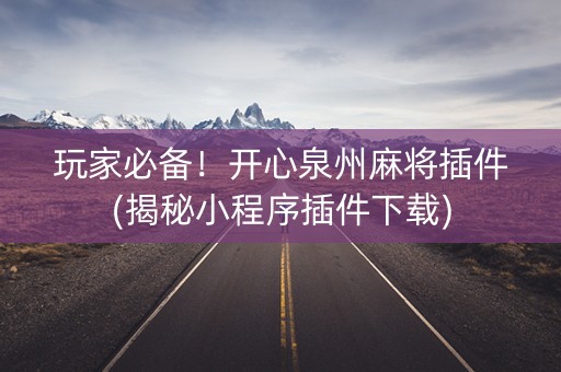 玩家必备！开心泉州麻将插件(揭秘小程序插件下载)