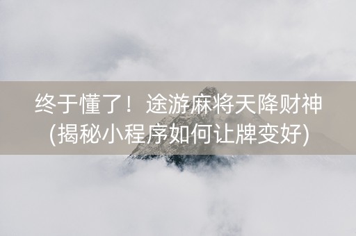 终于懂了！途游麻将天降财神(揭秘小程序如何让牌变好)