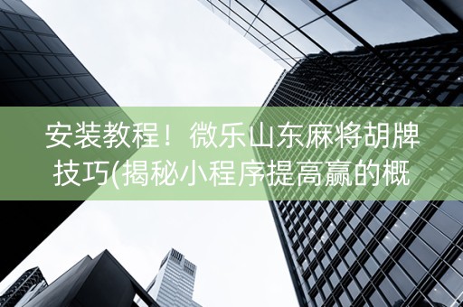 安装教程！微乐山东麻将胡牌技巧(揭秘小程序提高赢的概率)
