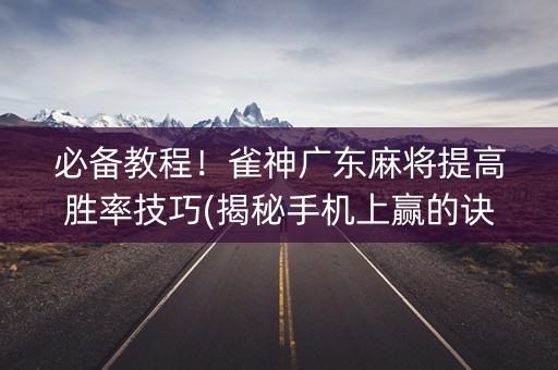 必备教程！雀神广东麻将提高胜率技巧(揭秘手机上赢的诀窍)