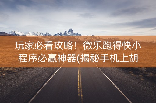 玩家必看攻略！微乐跑得快小程序必赢神器(揭秘手机上胡牌技巧)