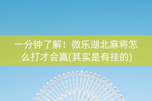 一分钟了解！微乐湖北麻将怎么打才会赢(其实是有挂的)