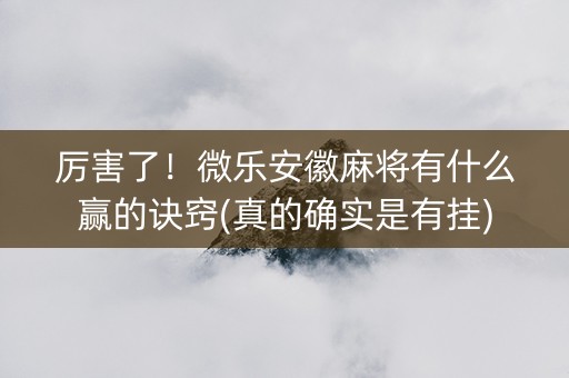 厉害了！微乐安徽麻将有什么赢的诀窍(真的确实是有挂)