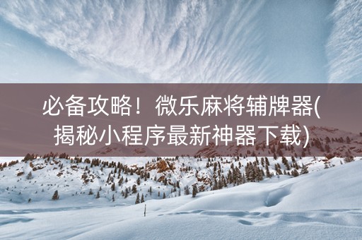 必备攻略！微乐麻将辅牌器(揭秘小程序最新神器下载)