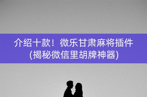 介绍十款！微乐甘肃麻将插件(揭秘微信里胡牌神器)